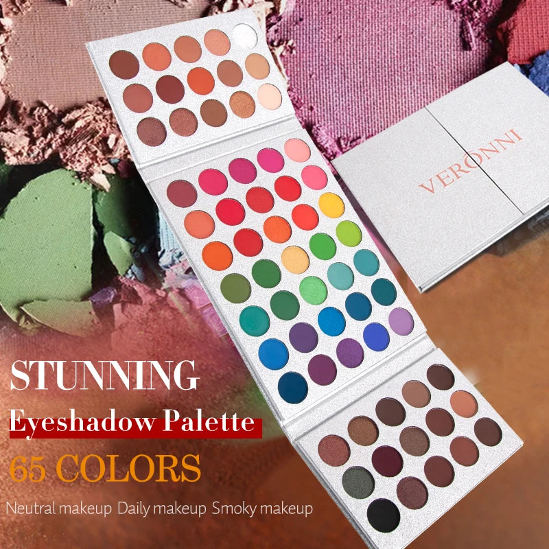 65-Color Eyeshadow Palette Makeup-High Pigmented Eye make up Tool Matte Glitter Finishes for Festival Christmas Cosmetics makeup