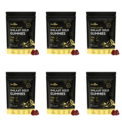 Himalayan Shilajit Gold 60 Gummies Minerals Formula Supports Energy Boost & Body Vitality Natural Nutritional Dietary Supplement