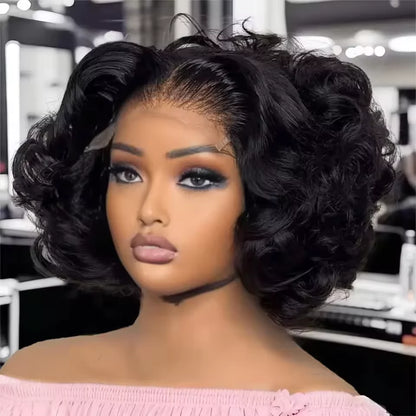 Egg Curly Super High Density Wig 100% Human Hair Wigs Cute Bob Wigs 13x4 Lace Frontal Wigs For Women Free Part Natural Color Wig
