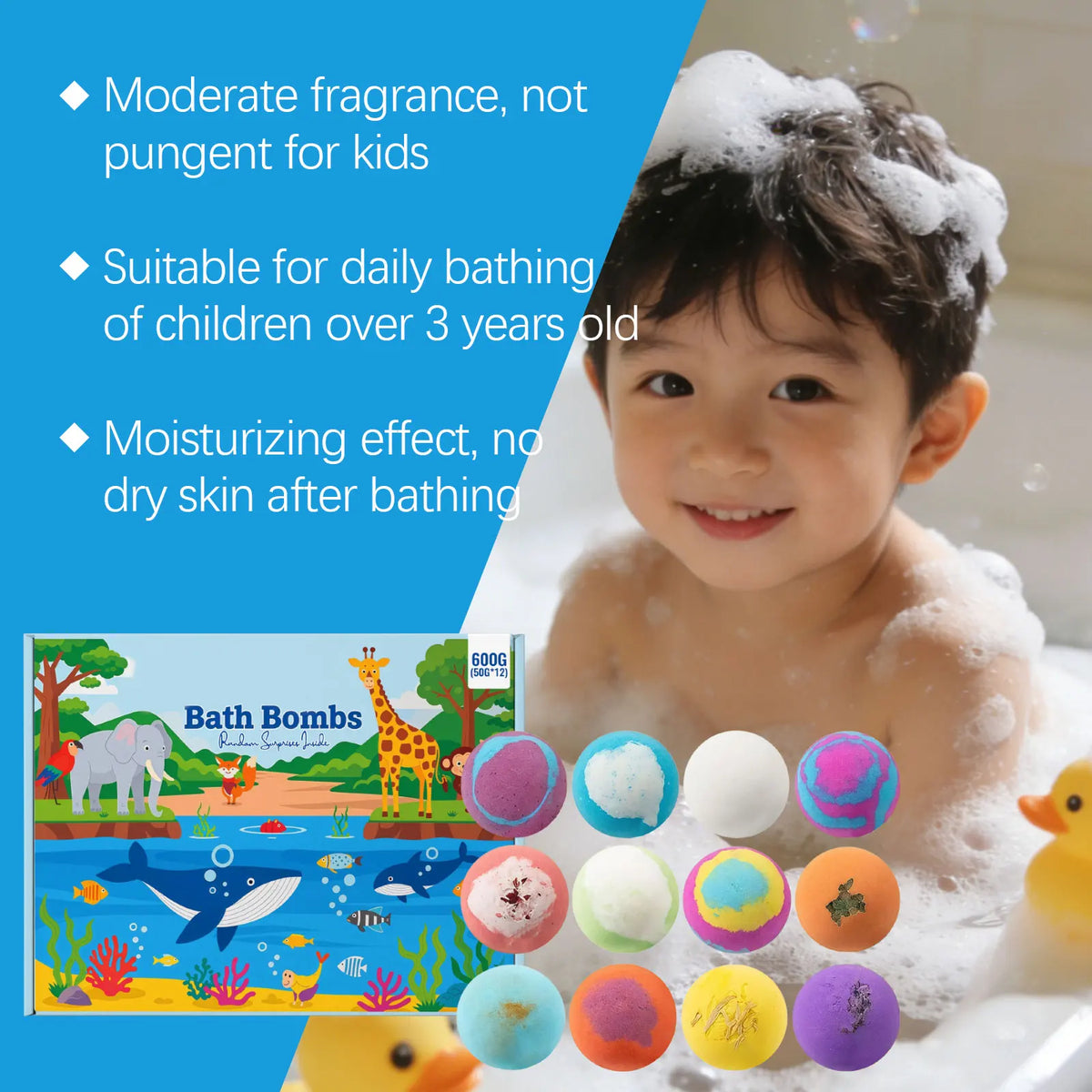 Kids Bubble Bath Ball Moisturizing Skin Care Relaxing Bathtime Surprise Hidden Toy Birthday Holiday Gift Boy&girl Bath Fizz Ball