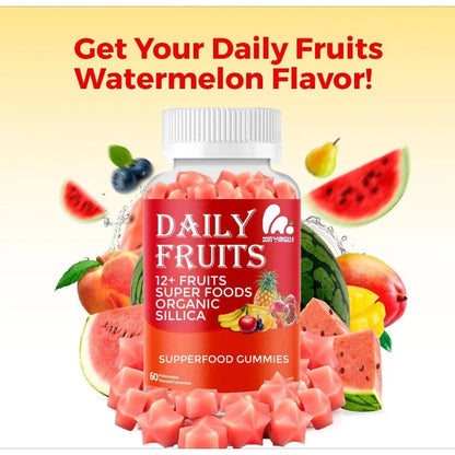 fruit gummies contain 12 types of super fruits, collagen supplements for immune and antioxidant support, gluten free, non GMO