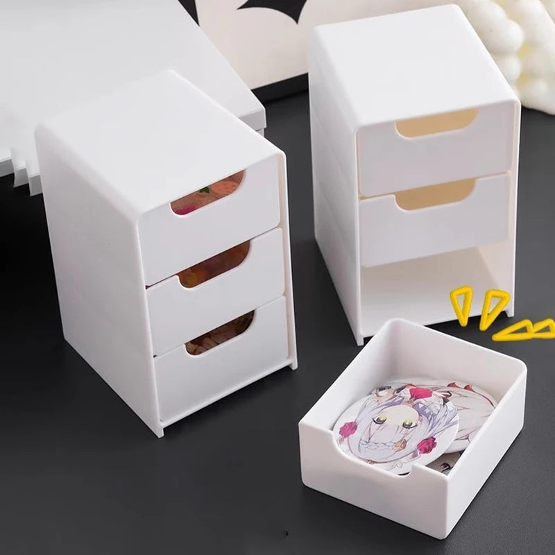 3-Tier Cosmetic Storage Box Organizer With Drawers Multifunctional Countertop Storage For Jewelry Makeup Brush Office Supplies