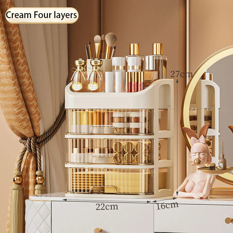Large Capacity Cosmetic Storage Box Transparent Drawer Jewelry Makeup Storage Box Multi-layer Multi-functional Desktop Organizer