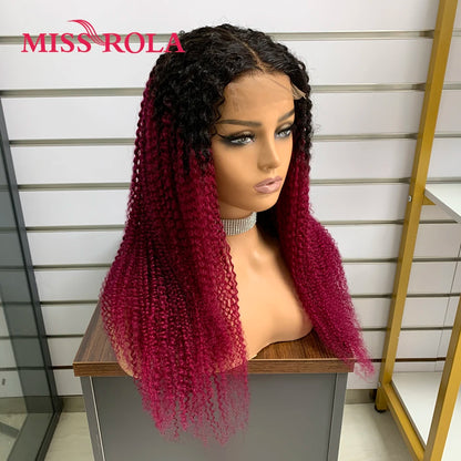 Miss Rola Brazilian Human Hair Curly Wigs 180% Density 4x4 Lace Closure Wig Kinky Curly Hair Wig Remy Pre Plucked With Baby Hair