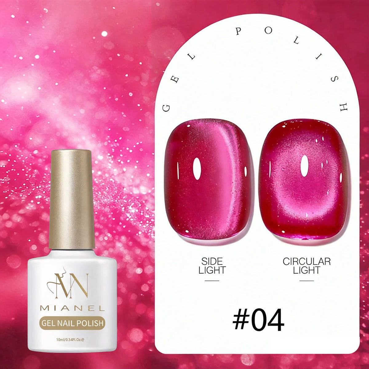 MIANEL 2026 Summer Trend Nude Pink Cat Eye Gel Nail Polish Soft Brightening Transparent Peach Pink with Glass Bead
