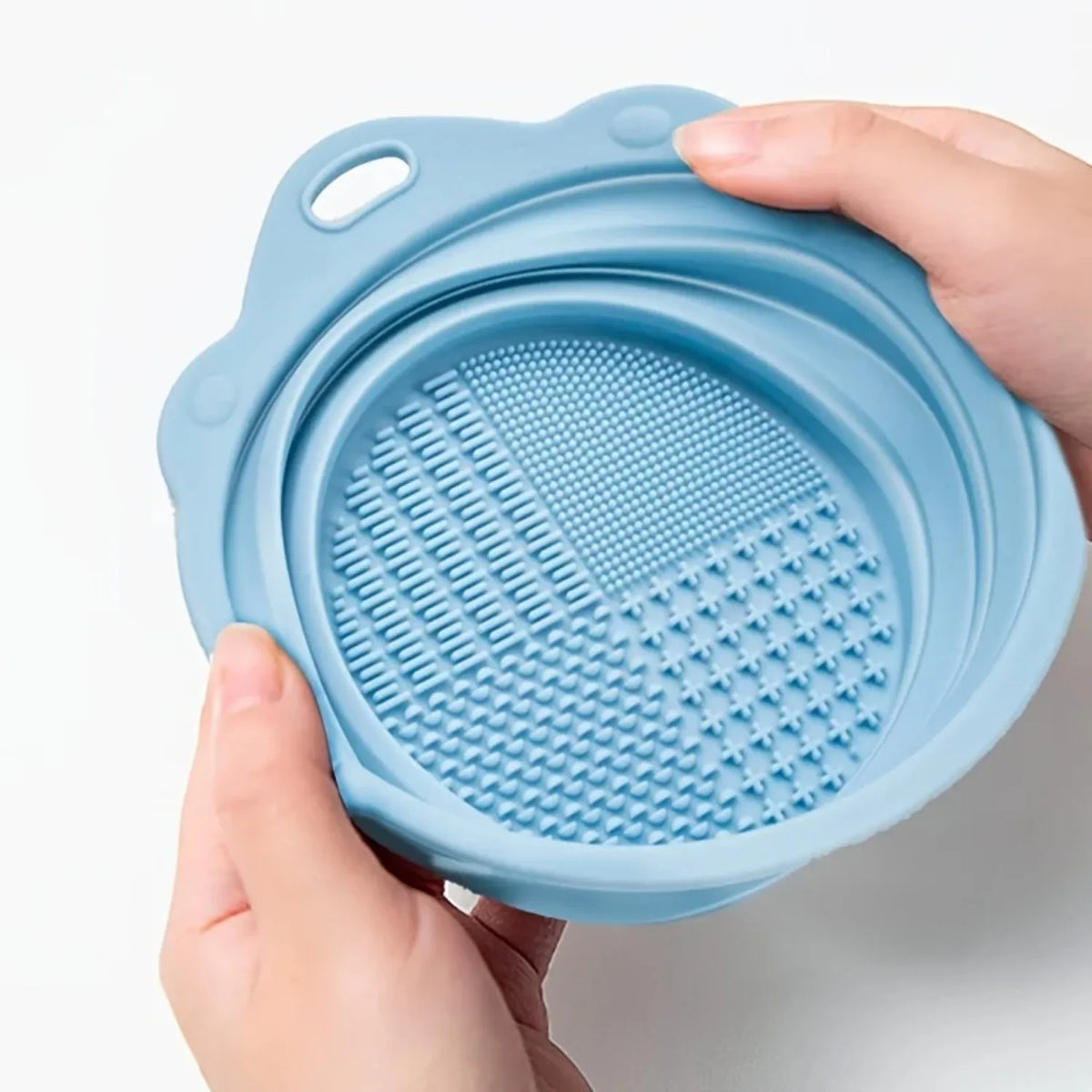 Multi-functional Silicone Makeup Brush Cleaning Bowl Powder Puff Beauty Washing Scrubber Pad with Folding Brush Holder