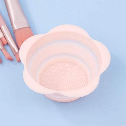 Silicone Makeup Brush Cleaner Folding Powder Puff Cleaning Bowl Eyeshadow Brushes Washing Soft Mat Beauty Tools Scrubber Box