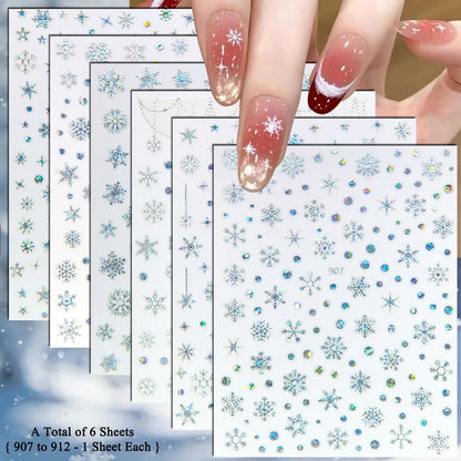 4 to 24 Sheets Xmas Snowflake Gold Silver Blue Holographic Self-Adhesive Winter Christmas Decor DIY Manicure Nail Art Stickers