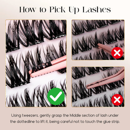 Befer Self-Adhesive False Eyelashes Glue-Free Lash Clusters Makeup D Curl Fluffy Manga Natural Soft Lash For Beginners Easy