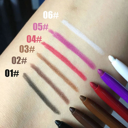 1/6Pcs 2 In 1 Eyeliner Lip Liner Gel Pencil Waterproof Long-lasting White Black Brown Easy Wear Eyeliner Makeup Eye Cosmetic