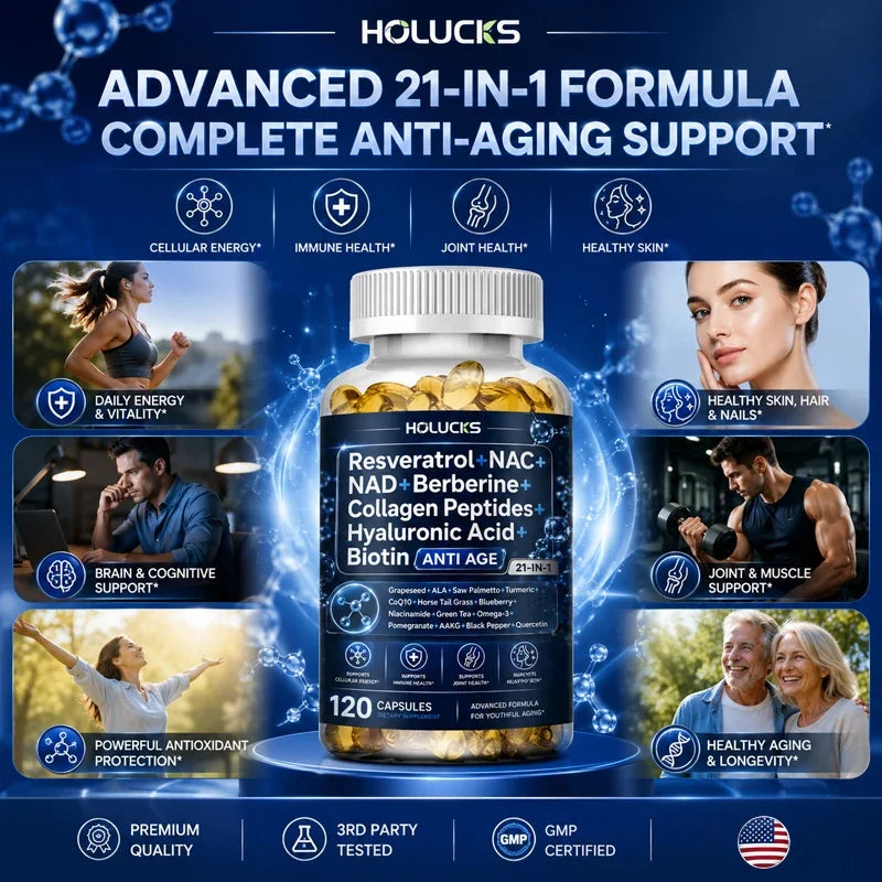 HOLUCKS Women's Multivitamin Capsules, with Iron & Collagen Peptides, Support Immunity, Bone Health & Cellular Vitality