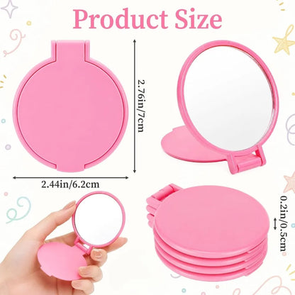 6-60 Pcs Pink Compact Portable Travel Cosmetic Mirror Bulk, Mini Folding Pocket Makeup Mirror Wedding Bridal Shower Party Favor