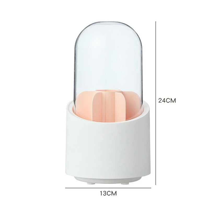 360° Rotating Makeup Brush Bucket With Dust-proof Cover Cosmetic Storage Box