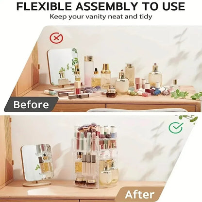 360 Rotating Acrylic Cosmetic Organizer Transparent Multi-Layer Large Capacity Makeup Storage for Vanity Bathroom Desktop