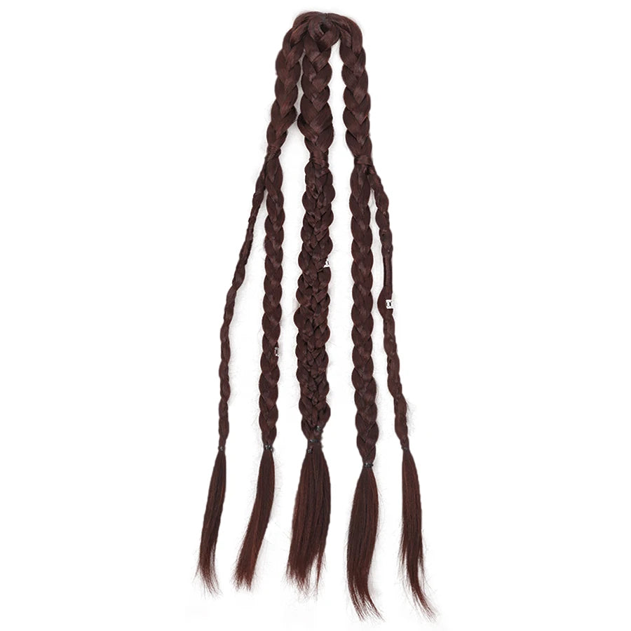 Synthetic 24" Handmade Viking Braided Ponytail Wig Men Clip In Hair Extensions,Halloween Renaissance Warrior Costume Accessories