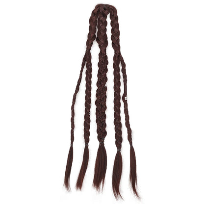 Synthetic 24" Handmade Viking Braided Ponytail Wig Men Clip In Hair Extensions,Halloween Renaissance Warrior Costume Accessories