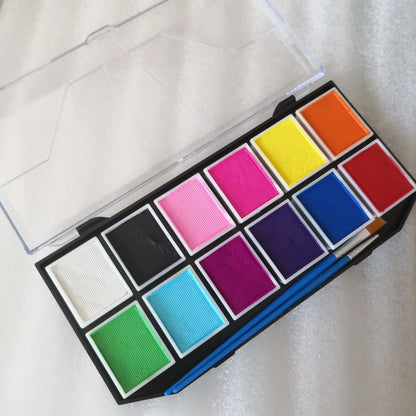 Professional Body Art 12 Colors Pastel Neon UV Color Rainbow Split Cake Face Paint Palette for Halloween Christmas
