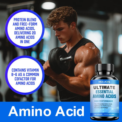 HOLUCKS Essential Amino Acids EAA Supplement 9 EAAs 120 Tablets Muscle Recovery Energy Performance