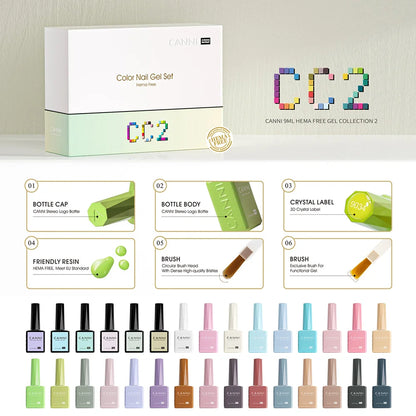 CANNI 9ML Kit Nail Gel Polish HEMA/TPO FREE Full Coverage 30pcs Color Gel Pigment Professional Nail Art Long-lasting Gel Varnish