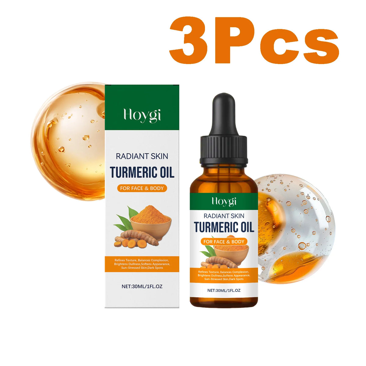 Turmeric Brightening Oil Dark Spot Corrector Exfoliating Face Oil Even Skin Tone Nourishing Fades Sun Spots Body Face Skincare