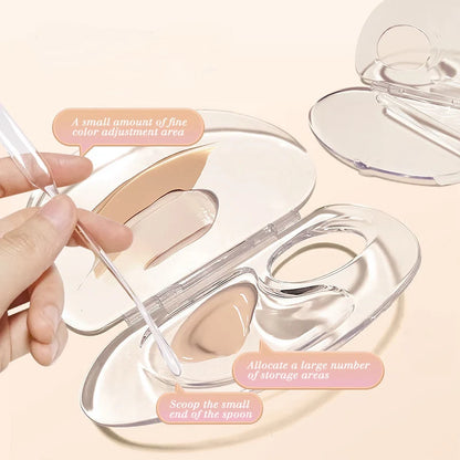 2pcs/set Transparent Makeup Color Palette Foldable Acrylic Liquid Foundation Tray Portable Cosmetic Mixing Scraper Beauty Tools