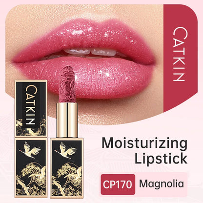 CATKIN Christmas Limited New Year's Lipstick for Lips CATKIN Moisturizing with Golden Glosses, Tone CP170 Crimson Pink, 3.6 G