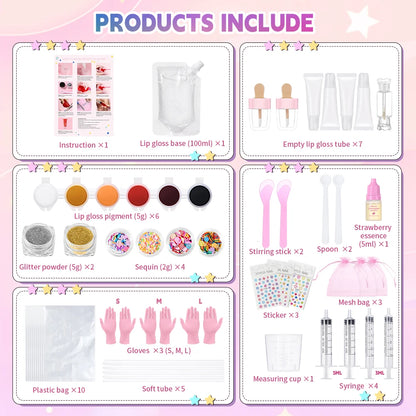 Lip Gloss Base Set for Kids Gifts Lip Gloss Making Kit Diy Lip Gloss Kit Moisturizing Nourish Lip Gloss Pack Set Cosmetics