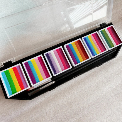 Professional Body Art 12 Colors Pastel Neon UV Color Rainbow Split Cake Face Paint Palette for Halloween Christmas
