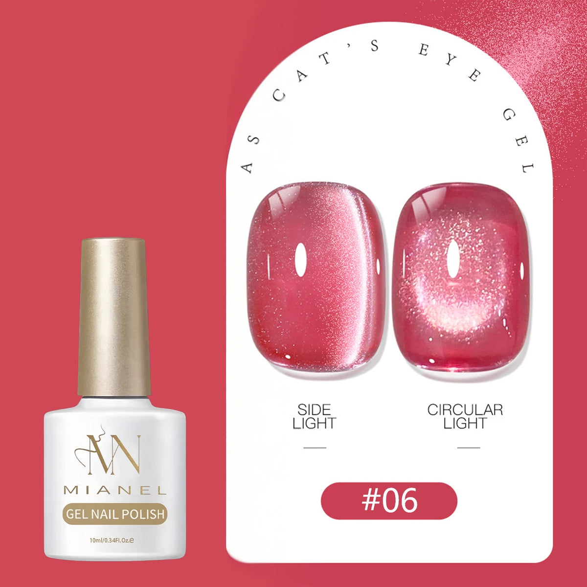 MIANEL 2026 Summer Trend Nude Pink Cat Eye Gel Nail Polish Soft Brightening Transparent Peach Pink with Glass Bead