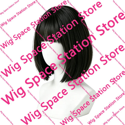 Natural Black Brown Bob Wigs Short Straight with Blunt Bangs Soft Synthetic Hair Heat Resistant For Women Cosplay Daily Wear