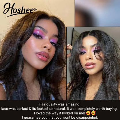 Wear And Go Wig With Layered Bang Glueless Ready To Wear Straight 13x4 Lace Human Hair Wigs For Women 4x4 Lace Closure Wig 250%