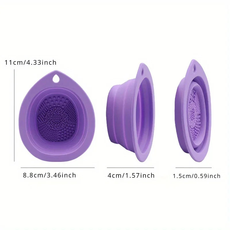 Silicone Folding Makeup Brush Cleaner Powder Puff Washing Bowl Soft Scrubber Mat Beauty Tool Cleaning Board for Brushes Puffs