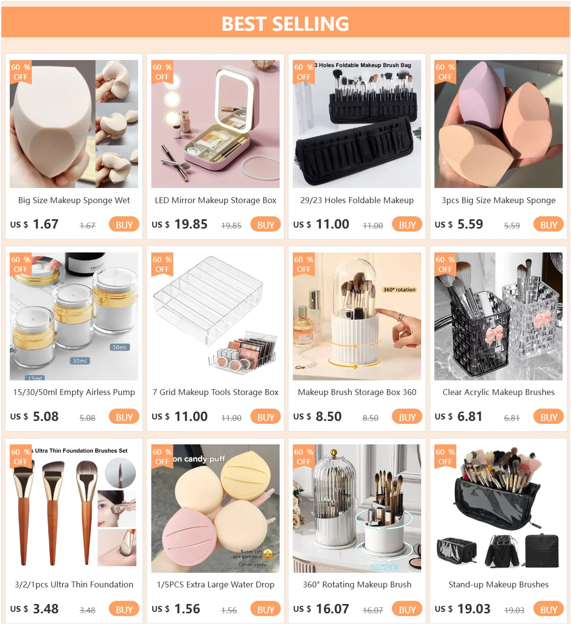 Desktop Cosmetic Brush Organizer 360° Rotating Makeup Brushes Holder 7 Grids Lipstick Eyebrow Pen Holder Eye Shadow Storage Box