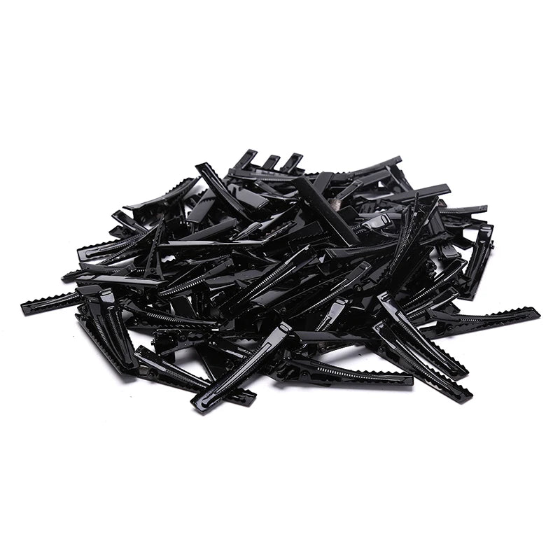 (YOUR)100pcs Black Hairclips Single Prong Alligator Hairpin Blank Setting Hair Clips.