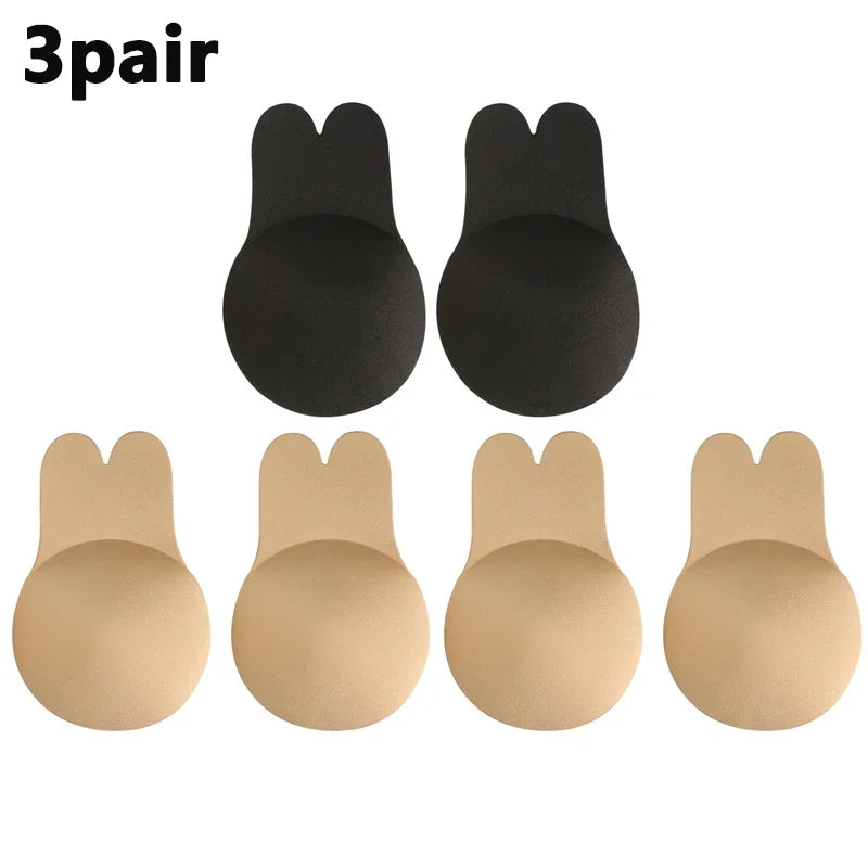Women Breast Lifting Stickers Push Up Bras Silicone Invisible Chest Strapless Breast Rabbit Lift Up Tape Nipple Cover Bra Pads