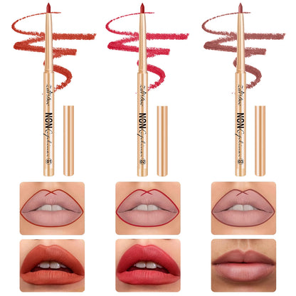 ZaiDoc 3 Colors Lip Liner Pencil Set Long Lasting Waterproof Smudge Proof Smooth Lip Pencil Natural Finish Daily Makeup