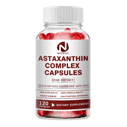 Astaxanthin Complex Capsules 12mg for Brain, Heart, Joint Bone, Eye, Skin, Immune System Health