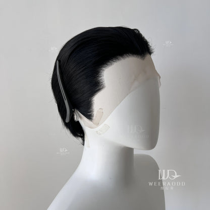 Black Short Hair Wig for Man with A Slicked-back Hairstyle Cosplay 13*4 HD Synthetic Lace Front Wig Short Wigs Frontal Peluca