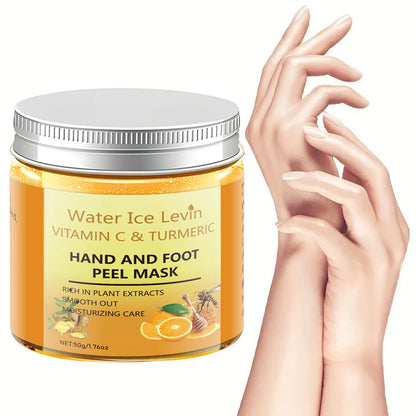 Vitamin C Turmeric Hand Foot Peel Mask - Exfoliating Treatment, Plant Extracts, Moisturizing Care, Winter Renewal