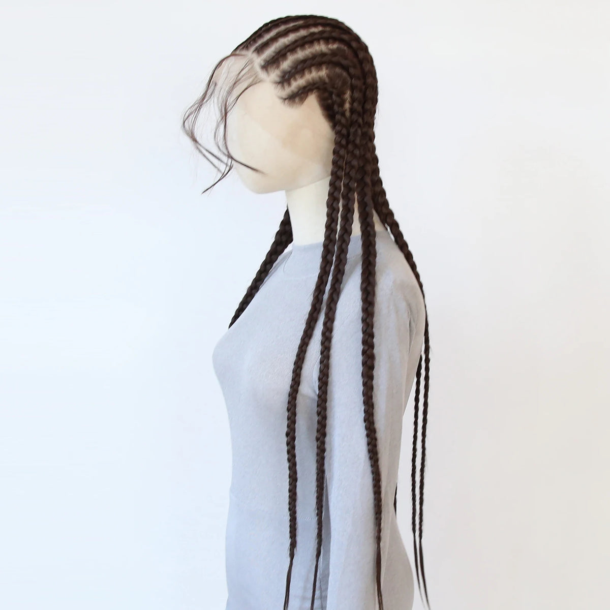Black Braided Wigs Synthetic Full Lace Wig Glueless Full Lace Synthetic Wig Heat Resistant Fiber Wig for Women Daily Wear