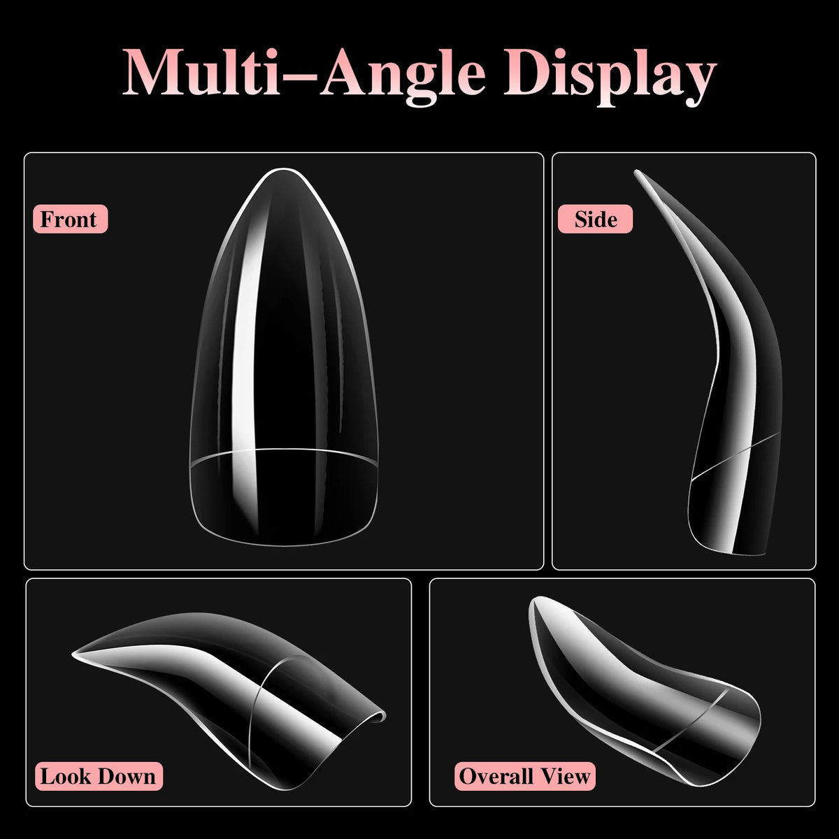 100pcs Special Shaped False Nails Acrylic Curved Nail Tips Clear White Full Cover Fake Nail Eagle Nail Extension Manicure Tool