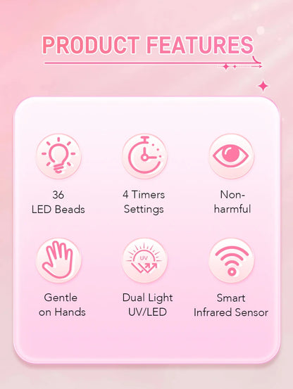 168W UV LED Nail Lamp 36LEDS Gel Polish Drying Lamp With Automatic Sensing 4 Timer Professional Nail Dryer Manicure Salon Tools