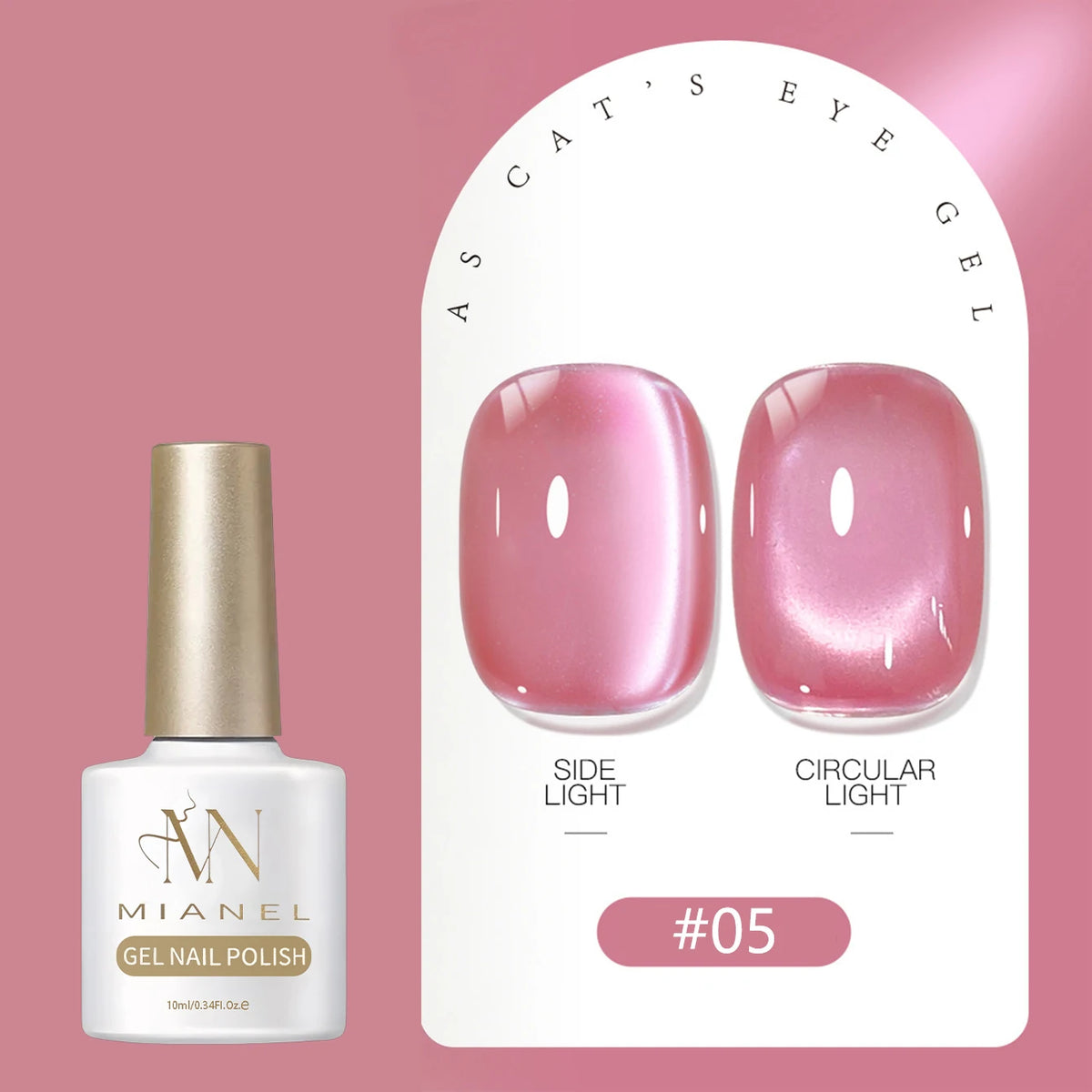 MIANEL 2026 Summer Trend Nude Pink Cat Eye Gel Nail Polish Soft Brightening Transparent Peach Pink with Glass Bead