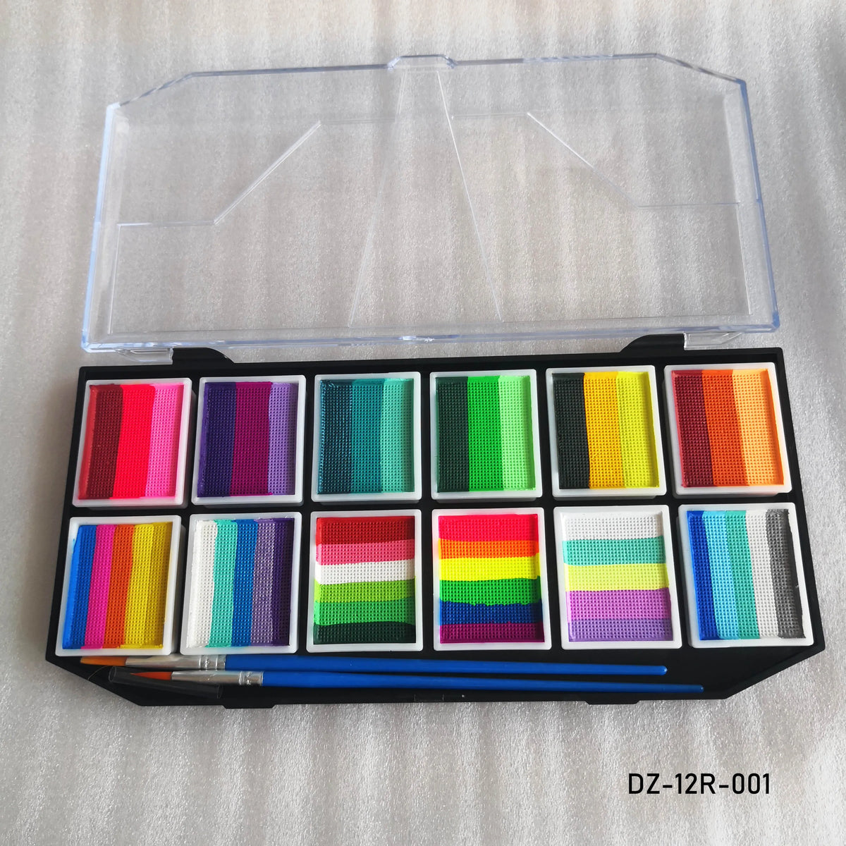 Professional Body Art 12 Colors Pastel Neon UV Color Rainbow Split Cake Face Paint Palette for Halloween Christmas