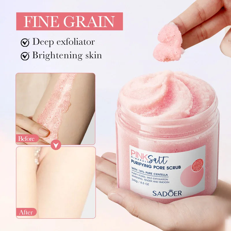 SADOER Himalayan Pink Salt Body Scrub Moisturizing Cream Exfoliating Whitenting Arm Scrub Exfoliator Body Lotion Skin Care