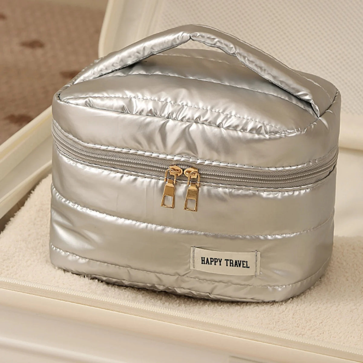 Travel Makeup Bag, Large Capacity Cosmetic Bags for Women, Portable Waterproof Toiletry Bag Makeup Organizer Bag with Handle
