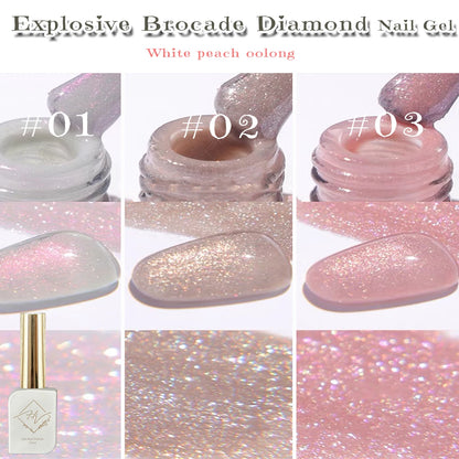 ZH 1-4Pcs 12ML Pink Blue White Green Color Series Ladybug Glitter Gel Nail Polish, Popular Yun Brocade Diamond Gel Polish