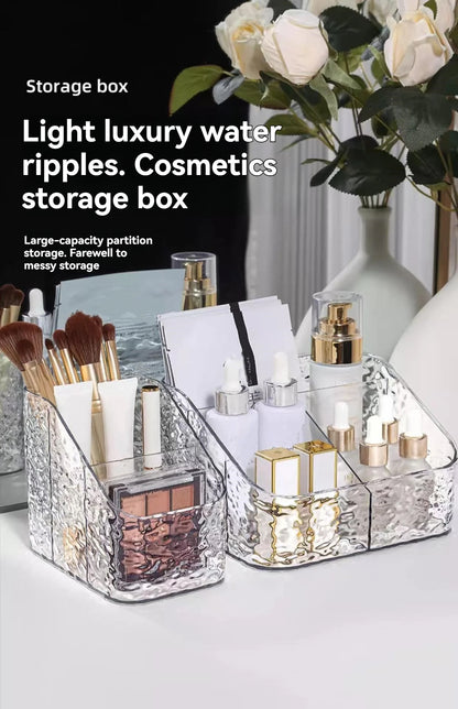 1Pc/Transparent Acrylic Cosmetics Storage Box Desktop Compartment Organizer Box Trapezoidal Cosmetics Storage
