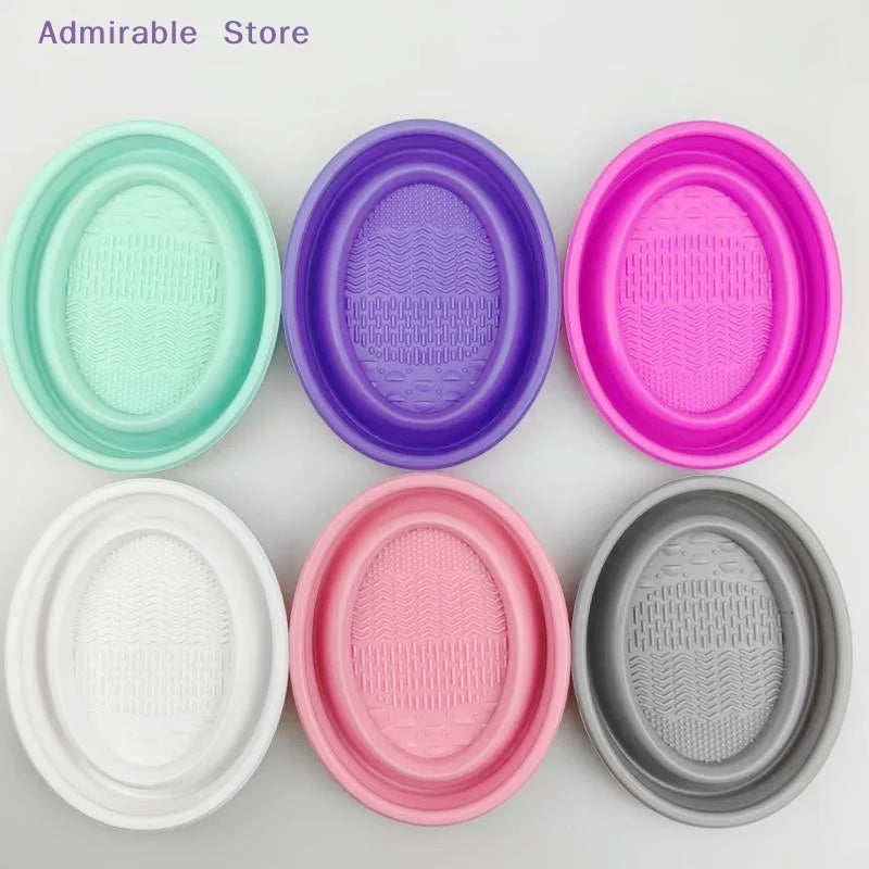 wSoft Silicone Makeup Brush Cleaner Folding Powder Puff Cleaning Bowl Eyeshadow Brushes Wash Clean Mat Beauty Tools Scrubber Box