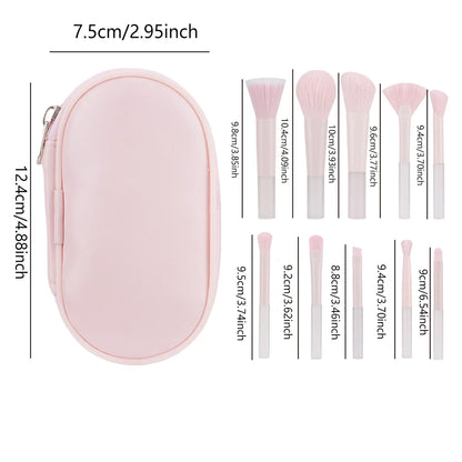 New Mini Makeup Brush Set 10PCS Eyeshadow Loose Powder Brush Travel Portable Soft Hair Makeup Tools Christmas Gift